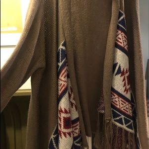 Tan Sweater with Fringe Detail